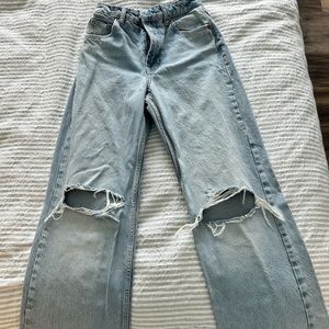 Zara high rise wide leg ripped Jean
